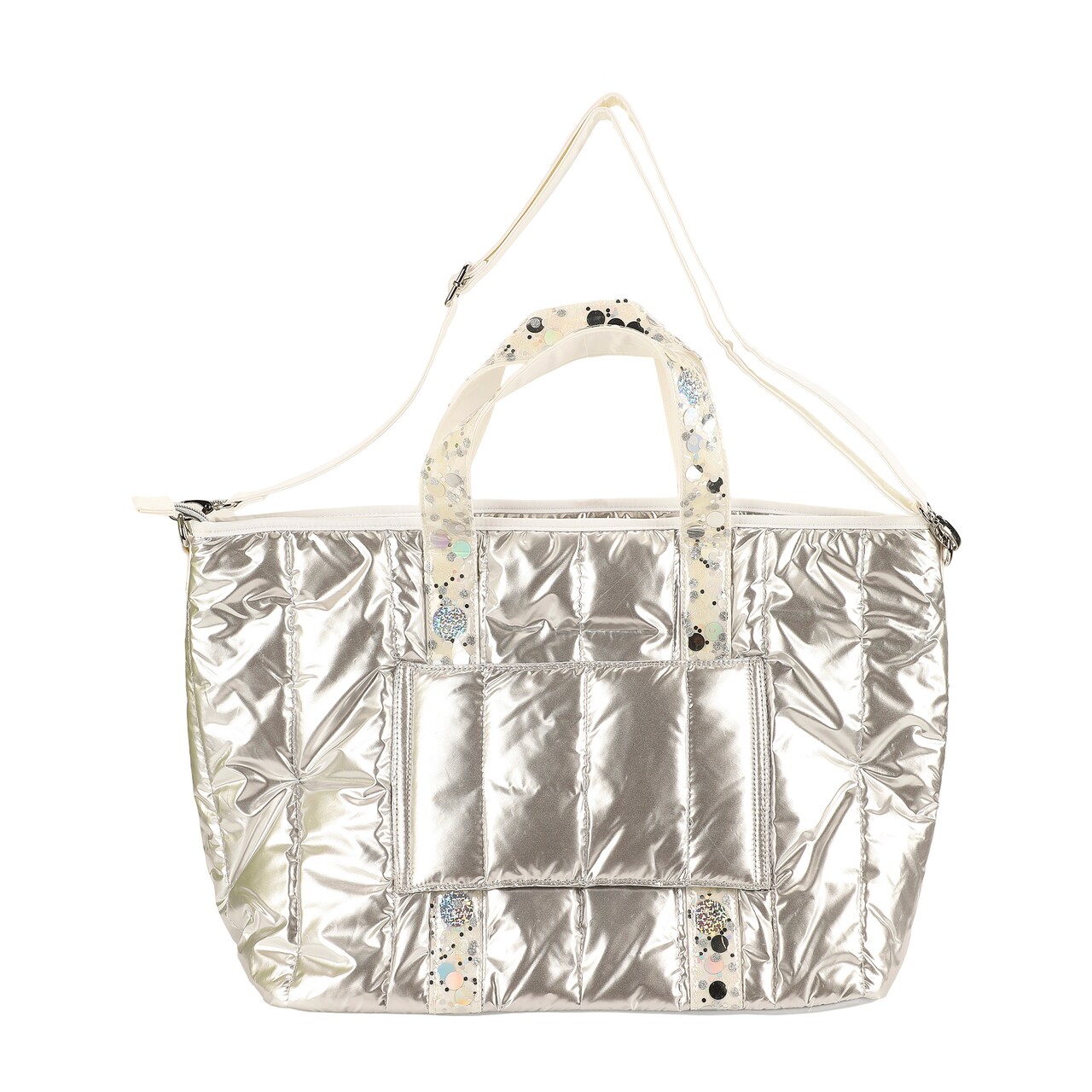 Packed Party Silver Metallic Puffy Confetti Weekender Tote Bag
